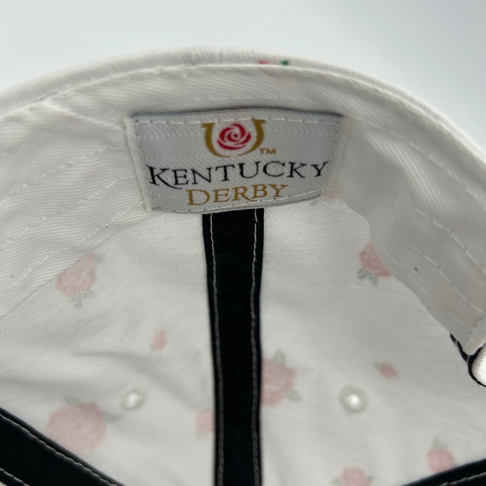 Kentucky Derby 144 Hat Womens OSFM White Rose Floral Preppy Sporty - Picture 9 of 9